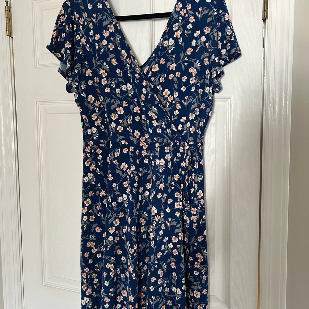 Kaileigh Blue and Pink Midi Dress